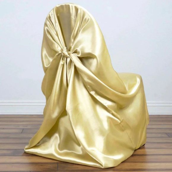 Champagne Universal Satin 300 Chair Cover - Picture 1 of 3